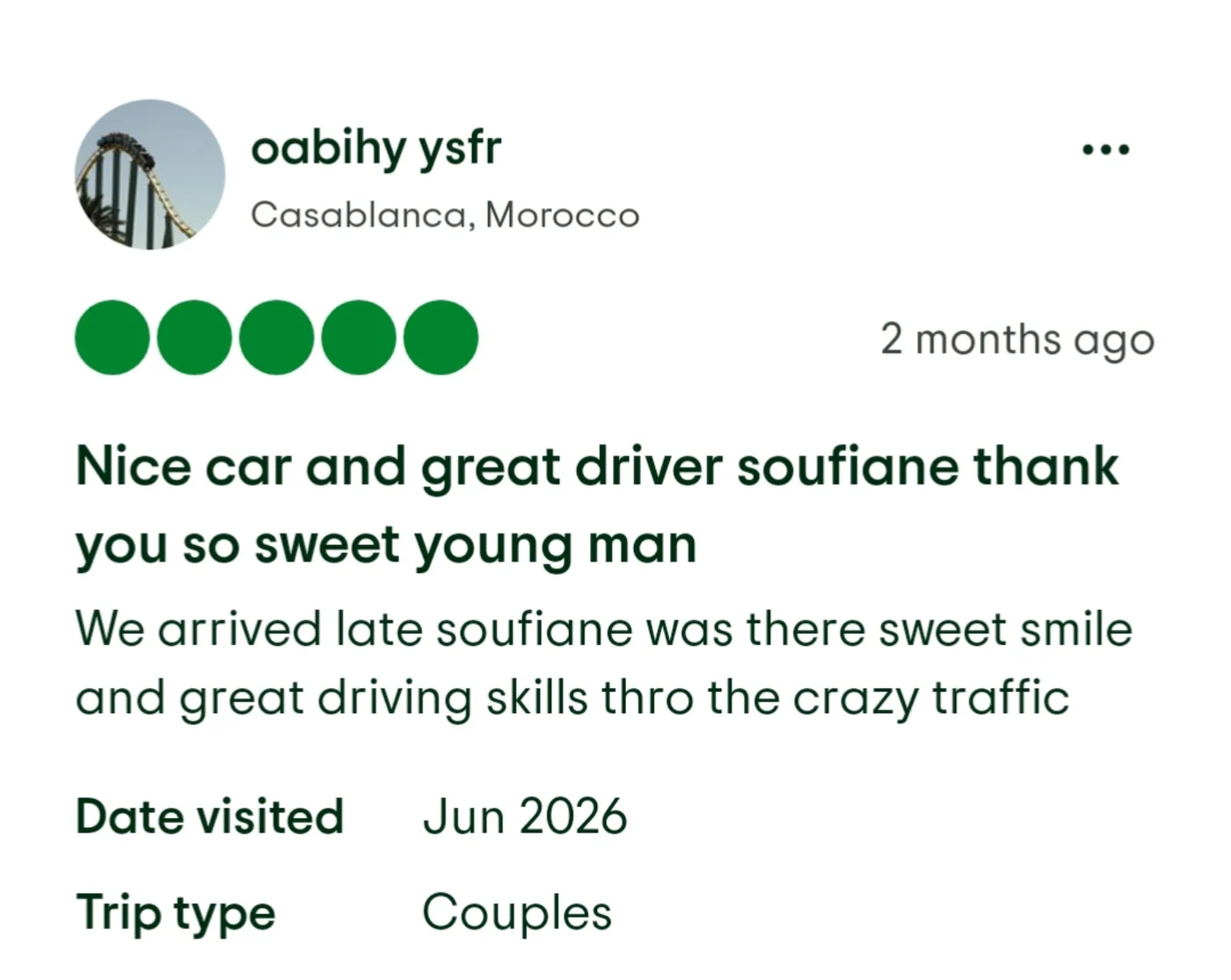Tripadvisor review screenshot: oabihy ysfr