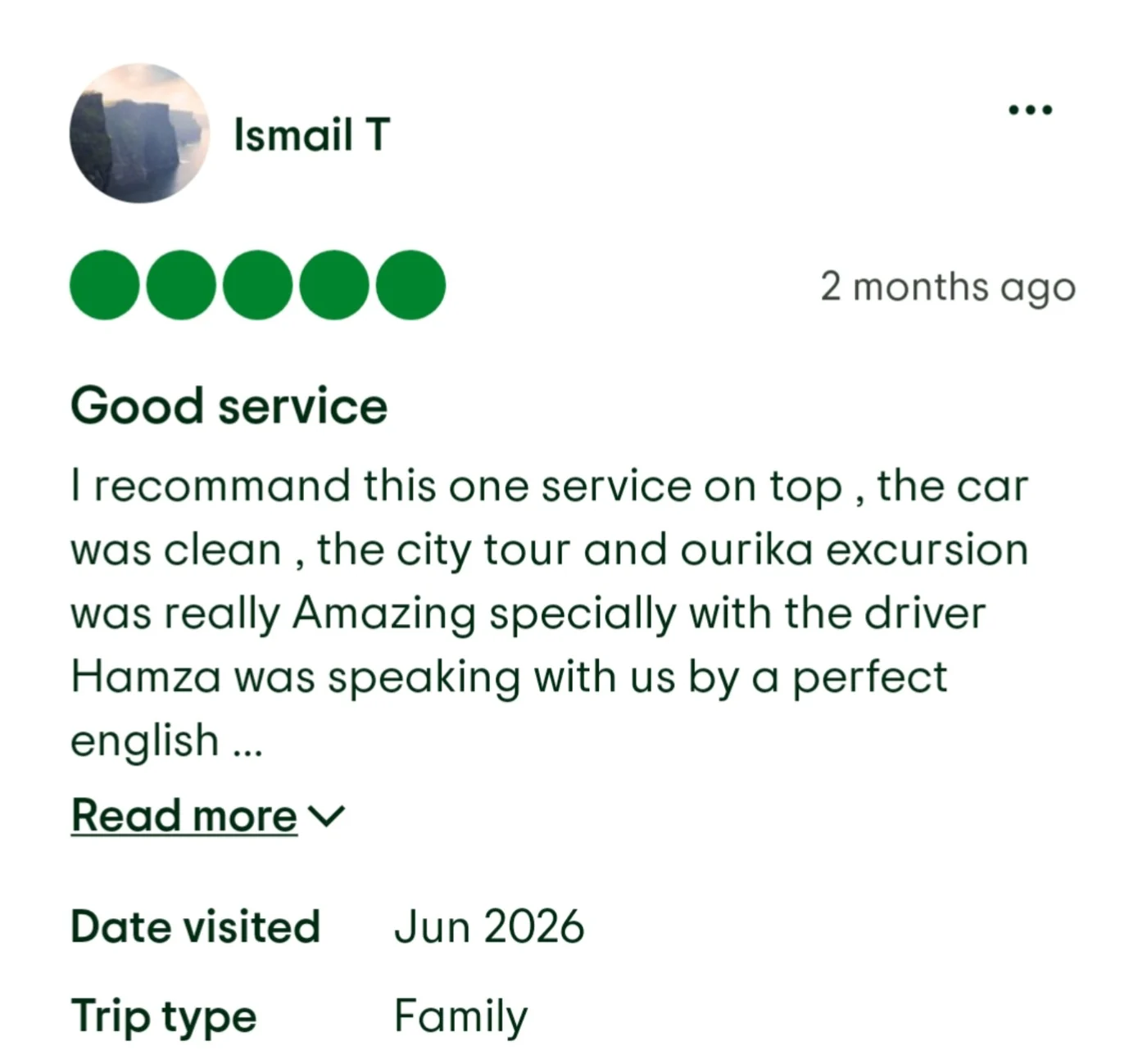 Tripadvisor review screenshot: Ismail T